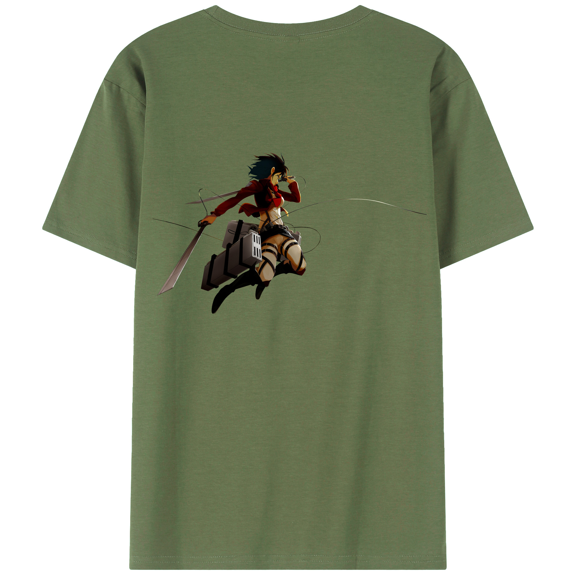 （画像用） 進撃の巨人 ミカサ·アッカーマン Attack on Titan Mikasa Ackerman 綿100％ メンズ半袖Tシャツ（バックプリント） 通気性